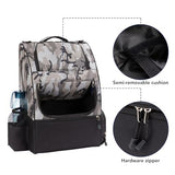 KGMCARE Disc Golf Backpack Camouflage with 20+ Disc Capacity Carry Golf Bag Two Side Storage Pockets Disc Golf Backpack Bag Discs Not Included (Snow Camo)