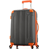 Rockland London Hardside Spinner Wheel Luggage, Charcoal, Checked-Large 28-Inch