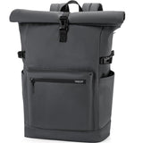 VASCHY Roll Top Travel Backpack for Men, Water Resistant Expandable Large Carry-on Casual Daypack for Work Business Hiking College Gray