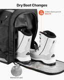 VEVOR Ski Boot Bag, 65L, Snowboard Boots Travel Backpack for Men Women, with Waterproof Exterior & Bottom, Durable 1680D Oxford, Bag for Skis, Snowboard, Helmet, Goggles, Gloves, Accessories (Black)