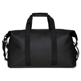 RAINS Hilo Weekend Bag - Black Waterproof Travel Duffel for Men and Women - Black Duffle with Coated Zip, Compression Straps, Adjustable Strap - 2 Year Warranty