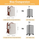 Taygeer Backpack for Women, College Backpack with Laptop Compartment & Shoe Pouch, 35l Travel Laptop Mochila Carry On Luggage, Airline Approved Personal Item Bag For Weekender Gym Hiking, Khaki White
