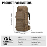 Mardingtop 75L Military Internal Frame Backpack for Men, Cordura Tactical Backpack with Recco for Snowboarding,Hiking,Camping