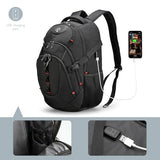 Swissdigital Design Laptop Backpack, Travel Backpack with USB Charging Port Fits 15.6 inches Computer, 31L College School Bookbag for Men, Black | SD803-01