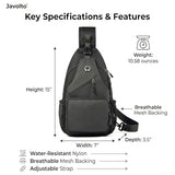 Javolto Sling Bag for Men Crossbody Backpack, Small Sling Backpack Mens Shoulder Bag, Casual Daypack Hiking Bag for Travel