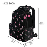 ALAZA Black Pink Bow Cherry Backpacks for Girls Elementary School Bag Kids Bookbag Personalized Travel Daypack 3rd 4th 5th Grade Rucksack 16in Laptop Back Pack