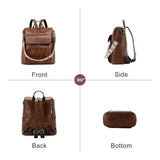 VASCHY Backpack Purse for Women, Large Vegan Leather Backpack Purse with Wallet Pouch Set Convertible Handbag for Ladies Guitar Strap Brown