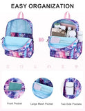VASCHY Backpack for School, Lightweight Water Resistant Bookbag Casual Daypack for Middle School Teen Girls Pink Galaxy