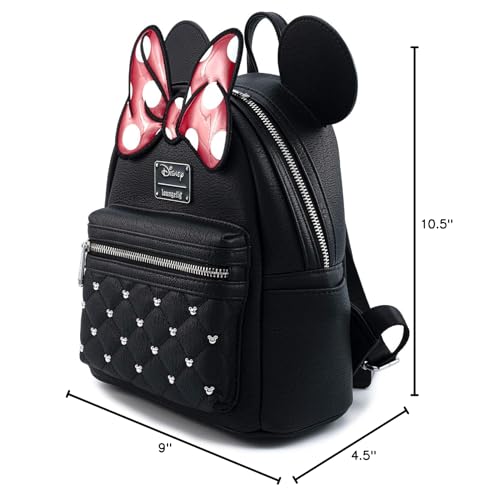 Loungefly Disney Minnie Mouse Bow Faux Leather Womens Double Strap Shoulder Bag Purse