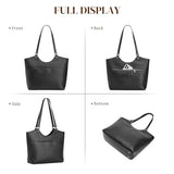 S-ZONE Leather Tote Bag for Women Work Travel Shoulder Bags Designer Purses with Zipper