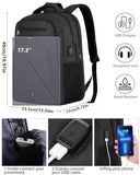 kadilong Large Laptop Backpack Men Book Bag with USB Charging Port Business Travel Anti Theft Durable,Water Resistant College Computer Bag Fits 17.3 Inch Notebook for Teenage Boys,Black