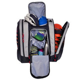 KULKEA Thermal Trekker Heated Ski Boot Backpack - Insulated Ski Boot Bag - Maximum Gear & Boot Storage - 3 Heat Settings - 120V Wall Plug & 12V Auto Plug - Water Resistant Backpack (Grey/Black/Red)