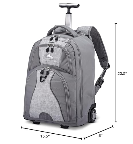 High Sierra Freewheel Wheeled Laptop Backpack, Silver Heather, 20.5 x 13.5 x 8-Inch