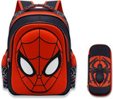 Telifor Cartoon Spider Schoolbag with Pencil Case - 3D, Waterproof, Large-Capacity for Primary School Boys (15in)