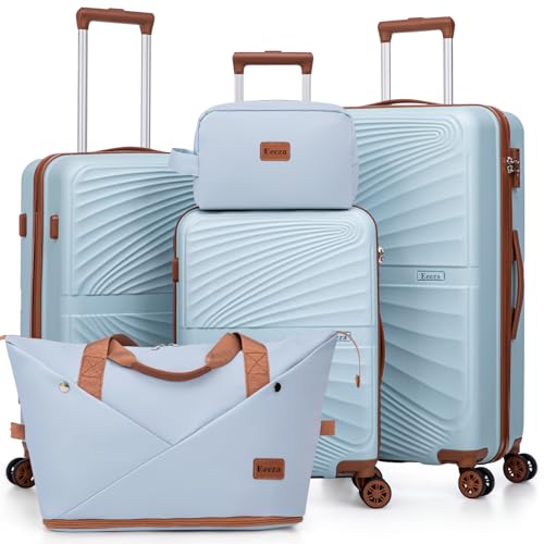 Eeeza Luggage Sets 5 Piece, Suitcases with Wheels, ABS Hard Case Luggage with TSA Lock Spinner Wheels, Carry On Luggage Set (20/24/28 inch)