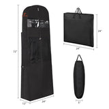 Univivi Wedding Dress Travel Bag for Airplane, Extra Long Wedding Gown Garment Bag with Accessory Pockets, 72 Inch Trifold Heavy Duty Dress Bags for Gowns for Travel and Closet Storage (Black)