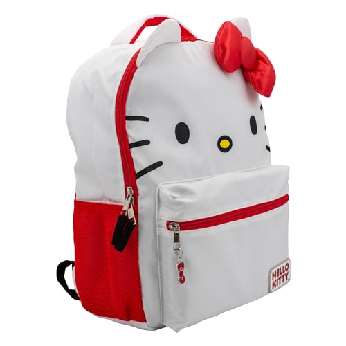 AI ACCESSORY INNOVATIONS Hello Kitty Backpack for Girls, Sanrio Kawaii Bookbag, 16 Inch Anime School Bag with 3D Features