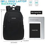 FEDESERN Smell Proof Backpack with Lock,Water Resistant Smell Proof Bags Travel Laptop Backpack,Large Capacity Carbon Enduring Smell Proof Stash Bag with Lock for Men Women (Black)