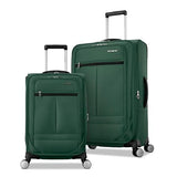 Samsonite 2-PC Soft-Sided 21/25” (Carry-On & Medium Checked), Lightweight Expandable Element Luggage Set: 2 Front Pockets & Side Pocket, Four Spinner Wheels, Adjustable Handle, Durable- Bistro Green