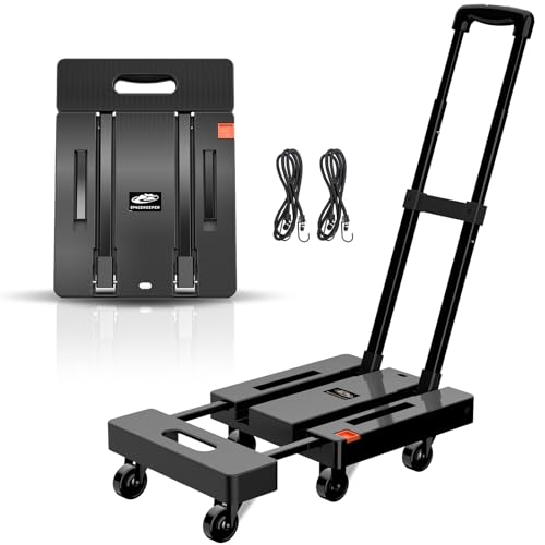 SPACEKEEPER Folding Hand Truck, 500 LB Heavy Duty Luggage Cart, Black