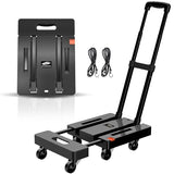 SPACEKEEPER Folding Hand Truck, 500 LB Heavy Duty Luggage Cart, Black