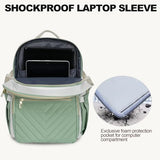 VANKEAN Laptop Backpack for Women with Pouch Pocket for Large Capacity Tumbler, 15.6 Inch Laptop Computer Bag Travel Backpack Purse,Waterproof Work Business Teacher Bags, Beige-Light Green