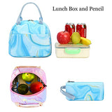 LOIDOU Backpack for Teen Girls Bookbags School Backpack with Lunch Box and Pencil Case 3 in 1 School Bags Set (Marble Blue)