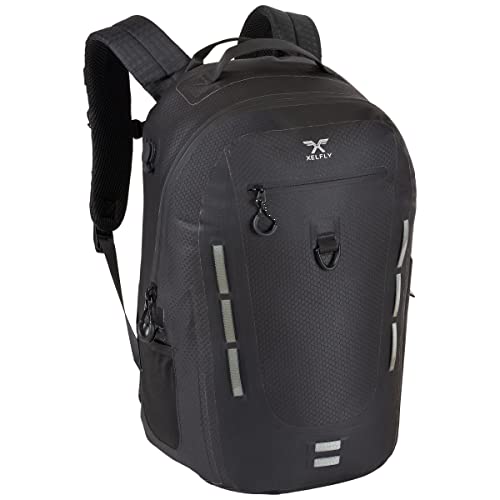 Xelfly Submersipack Waterproof Backpack - Submersible, Inflatable, Floating TPU Coated Durable Nylon Dry Bag with Airtight Zipper for Kayak, Fishing, Boating, Hiking, Paddle Board (Black, 25L)
