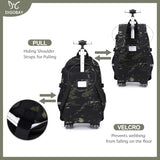 DIGOBAY Camo Rolling Backpack for Boys, 3PCS Tactical Kids Rolling Backpack Set with Lunch Bag & Pencil Case, Boys Wheeled School Bookbag for Elementary, Middle, High School