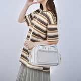 Lifelix White Ita Bag with Clear Window, Cat Backpack Kawaii Pin Display Crossbody Bag, Y2K Anime Purse for Pins