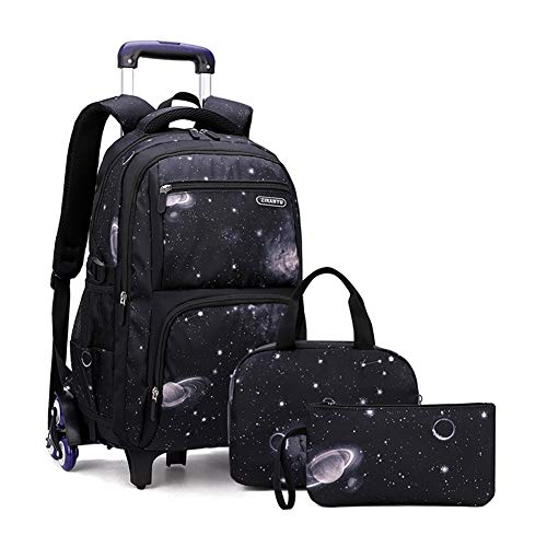 Primary Junior High Boys Rolling Backpacks Wheeled Bags Trolley School Bags Travel Luggage 3 in 1 Kids Bookbag Set with Lunch Bag | Backpacks4Less