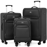 Coolife Upgraded Softside Luggage, TSA Lock, Spinner, 3-Piece 1800D Set