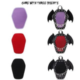 ENJOININ Gothic Coffin Shape Purses and Handbags for Women Halloween Shoulder Bag Ita Backpack Purse with Wings 2 Way