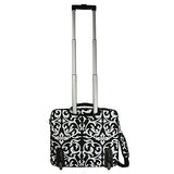 World Traveler Rolling 17-Inch Laptop Briefcase Computer Case - Black Trim Damask