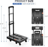 SPACEKEEPER Folding Hand Truck, 500 LB Heavy Duty Luggage Cart, Black