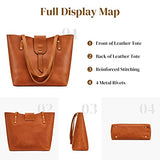S-ZONE Genuine Leather Tote Bag for Women with Purse Organizer Large Shoulder Handbags Work