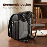 LMRENCE Ransel Randoseru Backpack Japanese School Bag for Girls and Boys Classic Backpack Waterproof PU leather