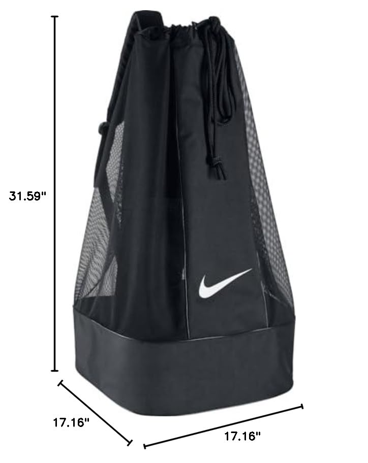 Nike Club Team Swoosh Soccer Ball Bag - Black/Black/White, 86 x 47 x 47 cm, 164 l