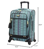 Steve Madden Designer Luggage Collection - Expandable 24 Inch Softside Bag - Durable Mid-sized Lightweight Checked Suitcase with 4-Rolling Spinner Wheels (Legends Turquoise)