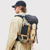 Topo Designs Rover Trail Pack 22L, Molded Back Panel, Waist Belt, Water Bottle Pockets (Bone White/Beetle)