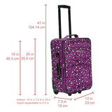 Rockland Fashion Softside Upright Luggage Set, Expandable,Telescopic Handle,Wheel, Purple Leopard, 2-Piece (14/19)