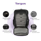 Targus 15-16 Inch Heritage Luxe Backpack, Professional Laptop Backpack with Padded Laptop Compartment, Ergonomic Shoulder Straps, Water-Resistant Fabric, Spacious Storage, Black (TBB656GL)