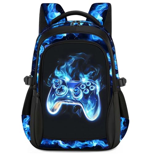 ZHIMEBYE Kids Backpack for Boys - Gamer Boys Backpacks for Kids Teens Elementary Middle School, 17″ Large Capacity Students Bookbag, Perfect for Travel and School