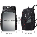 NUBILY Laptop Backpack 17 Inch Waterproof Extra Large TSA Travel Backpack Anti Theft College Business Mens Backpacks with USB Charging Port 17.3 Gaming Computer Backpack for Women Men 45 L Grey