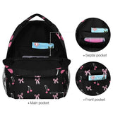 ALAZA Black Pink Bow Cherry Backpacks for Girls Elementary School Bag Kids Bookbag Personalized Travel Daypack 3rd 4th 5th Grade Rucksack 16in Laptop Back Pack