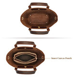 S-ZONE Leather Mini Crossbody Tote Bag Satchel Top-Handle Handbags Shoulder Purses with Inner Pouch