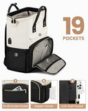 LOVEVOOK Laptop Backpack for Women, Fashion Computer Backpacks Purse, School Student Bookbag for Girl, Business Travel Bags, Doctor Nurse Backpack for Work, Fits 15.6-Inch Laptop, Beige-Black