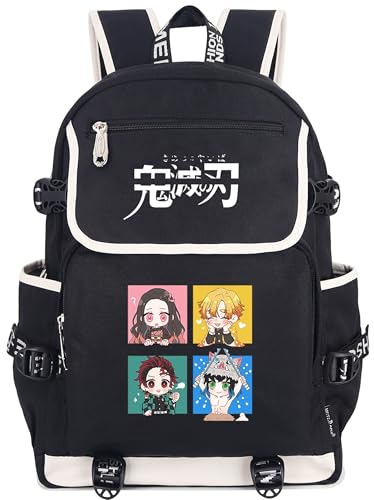 Roffatide Anime Demon Slayer Kamado Tanjirou Kamado Nezuko Laptop Backpack with USB Charging Port