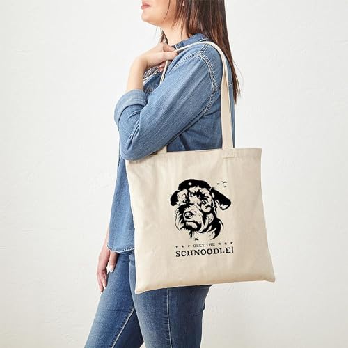CafePress Obey The Schnoodle Propaganda Tote Bag Reusable Natural Beige Canvas Shopping Bag