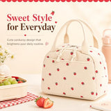 Bluboon Lunch Bag for Women Men Cute Corduroy Lunch Tote Bags Reusable Insulated Lunch Box Large Capacity Reusable Insulated Cooler for School Work or Travel